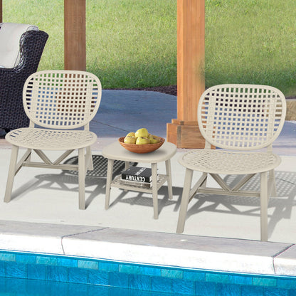 Toccara  3 Pc Retro Patio Table Chair Set - White