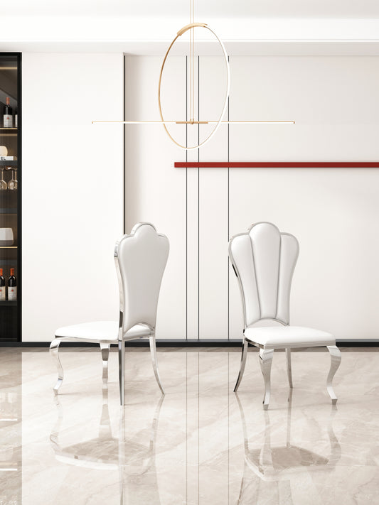 Roxa Dining Chairs w Metal Leg (Set of 2) - White