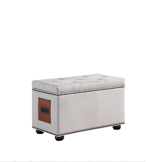 Tufted Storage Ottoman with Charging Station