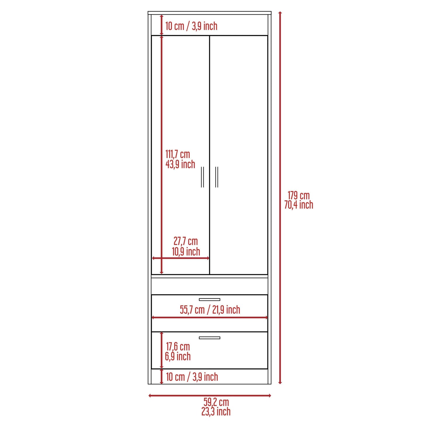 Grove 2-Drawer Armoire - Light Oak