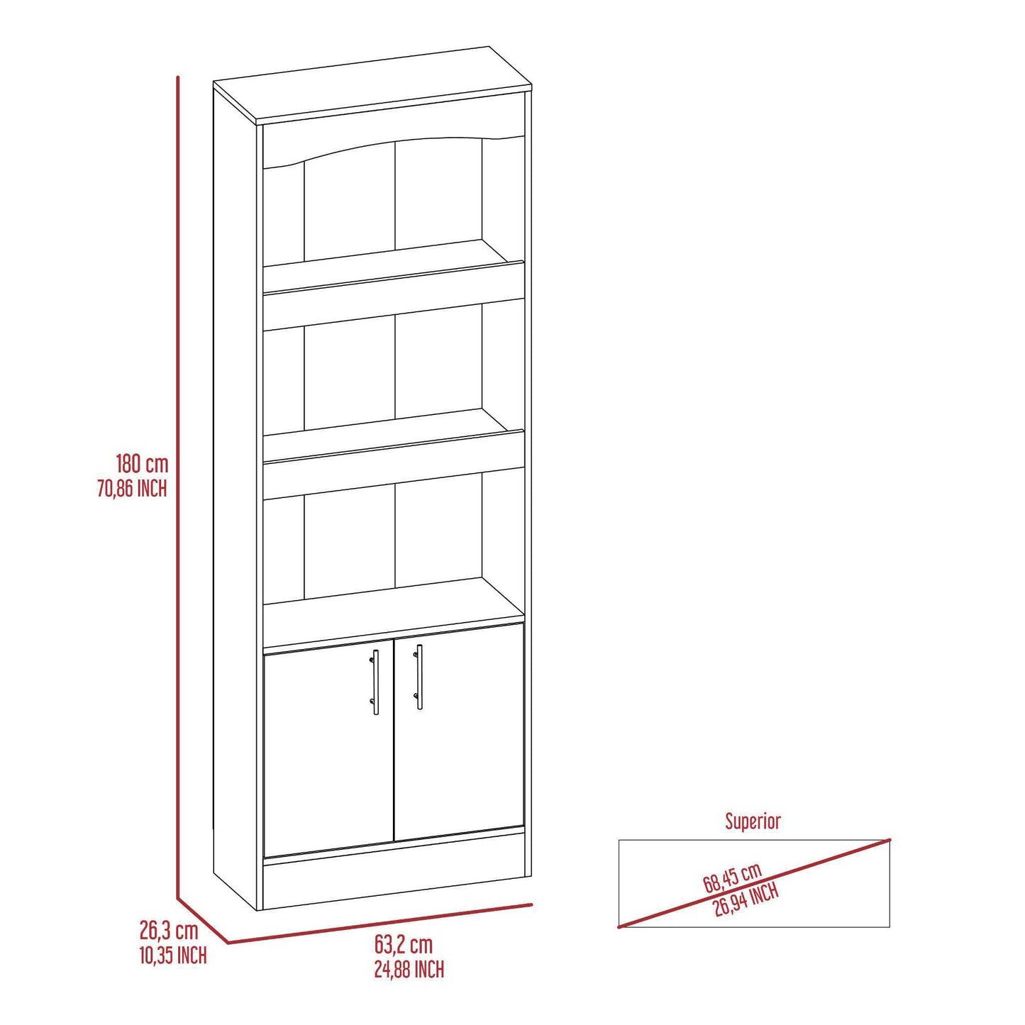 Coastal Noir 1-Drawer 3-Shelf Bookcase