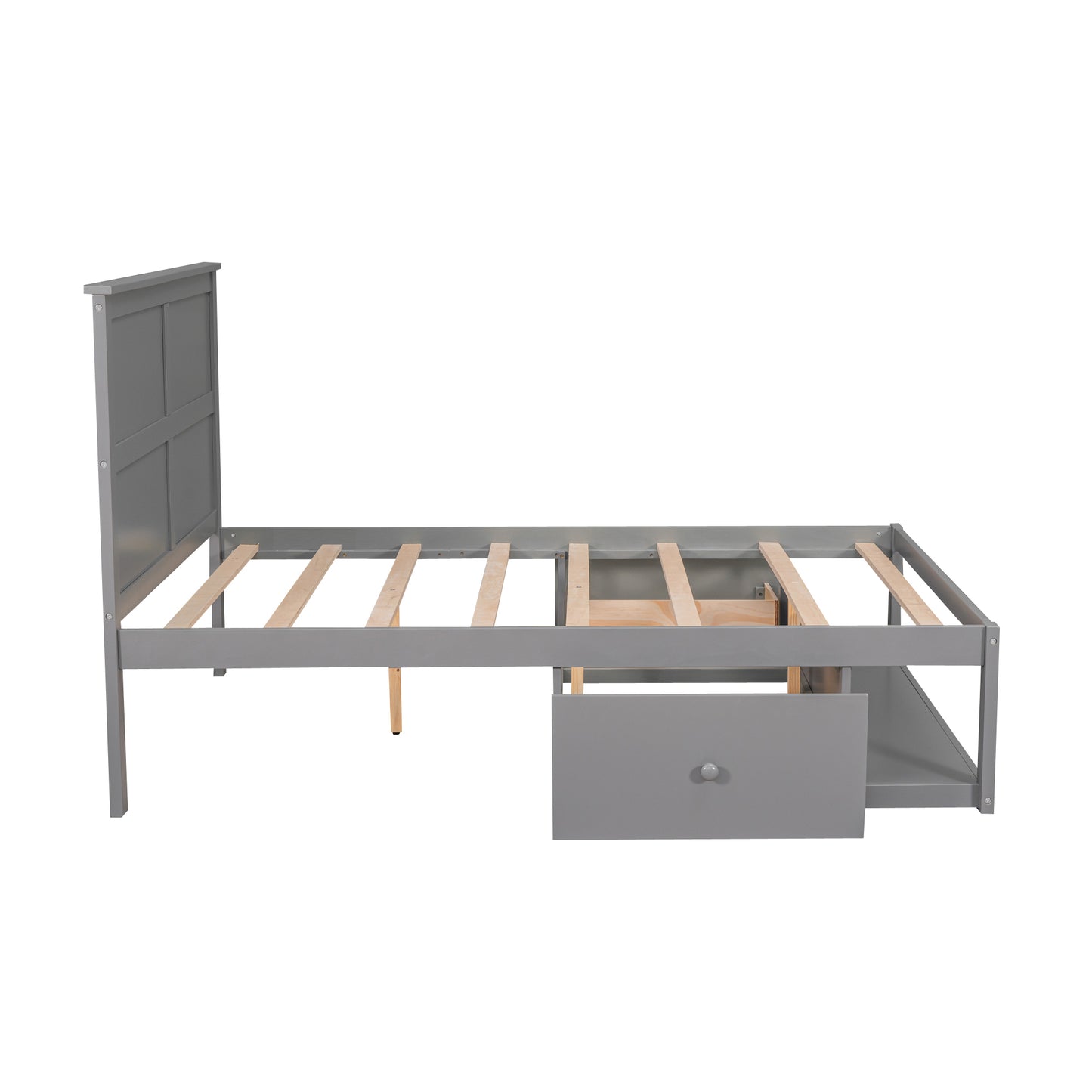 Wave Twin Size Platform Bed Frame - Gray