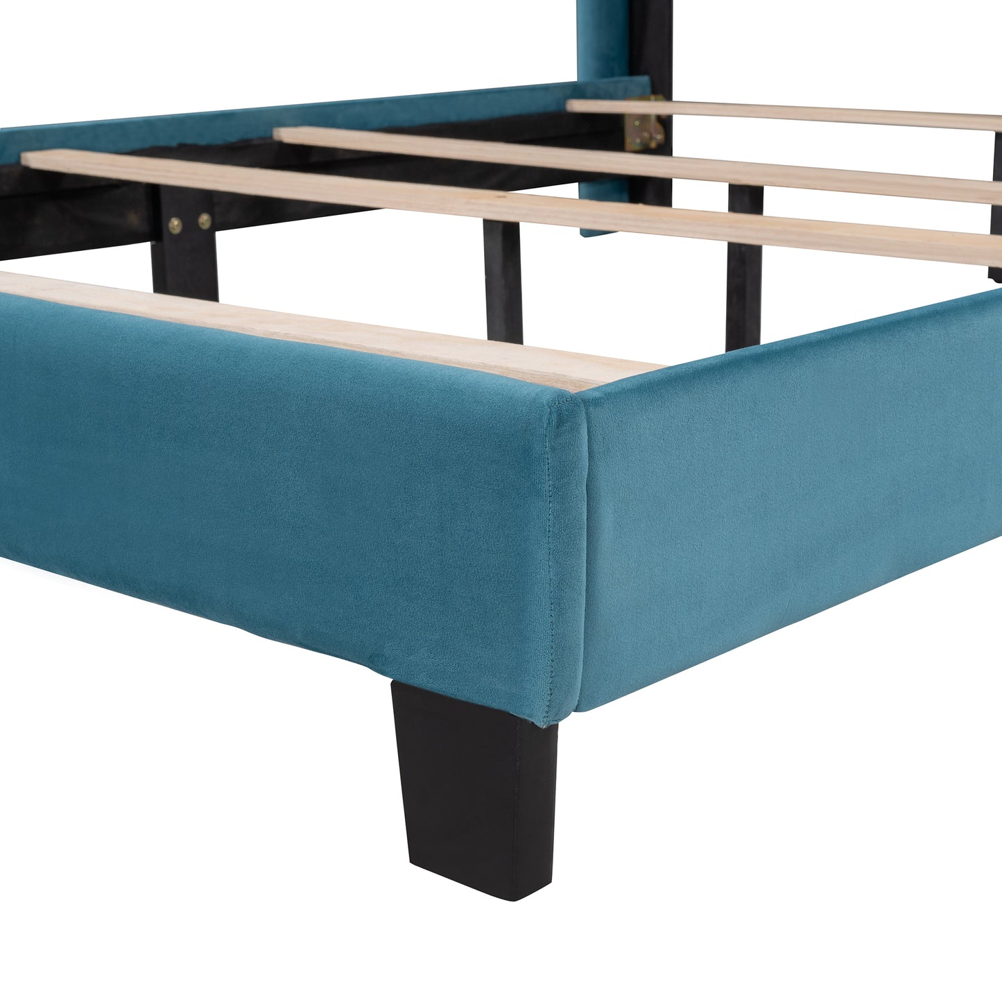 Royal Comfort Queen Size Velvet Upholstered Platform Bed - Blue