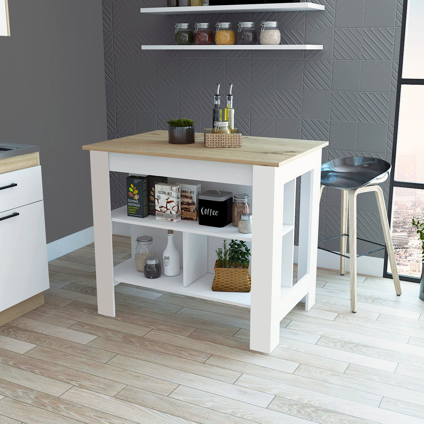 Rockaway Kitchen Island - White