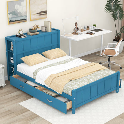 Zeal Full Size Platform Bed w Storage - Blue