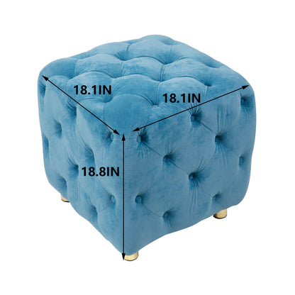 Velvet Upholstered Vanity Seat - Blue