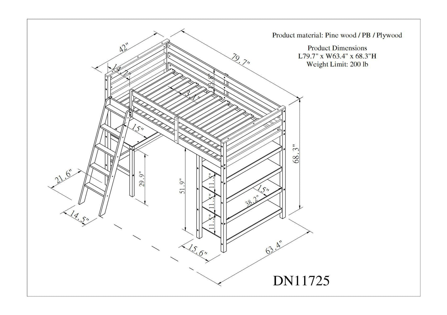 The Cubist Loft Bed - Twin