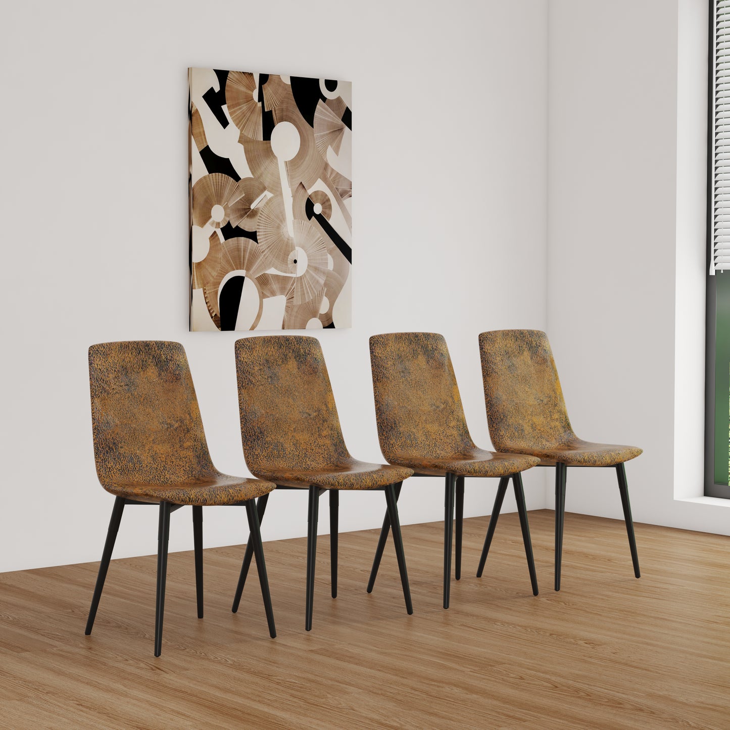 Ona Suedette Dining Chairs with Black Metal Leg (Set of 2) - Brown