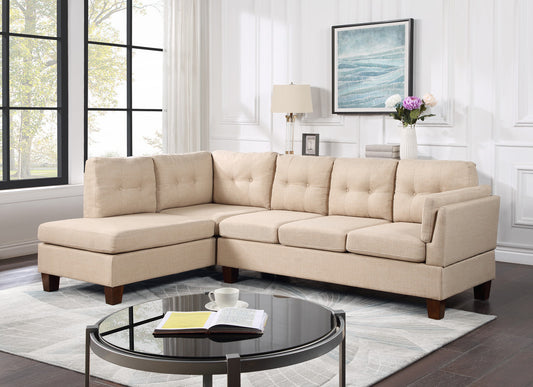 Dalia Linen Modern Sectional Sofa with Left Facing Chaise - Khaki