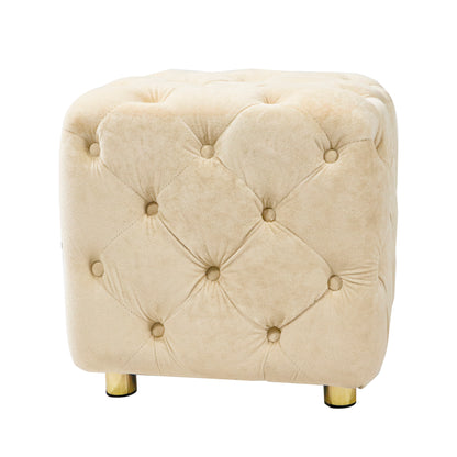 Velvet Upholstered Vanity Seat - Beige