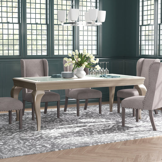 Elegant Extendable Glass Dining Table with Cabriole Legs