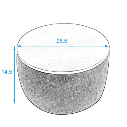 Versa Round Storage Ottoman Table - Light Grey