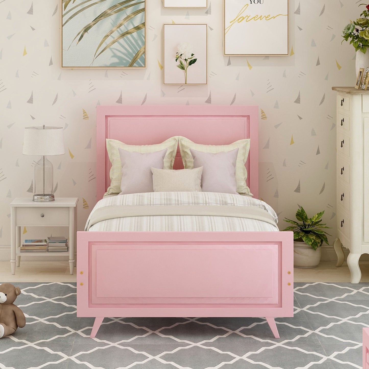 Pink Dreamwood Twin Bed