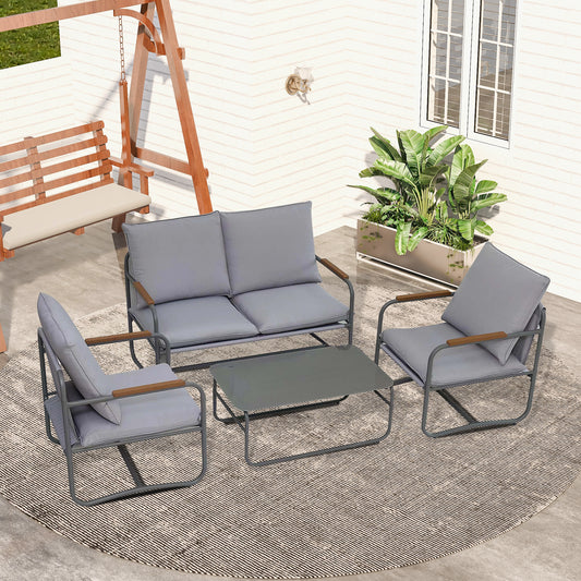 Julio 4 Pc Outdoor Patio Seating Set - Gray