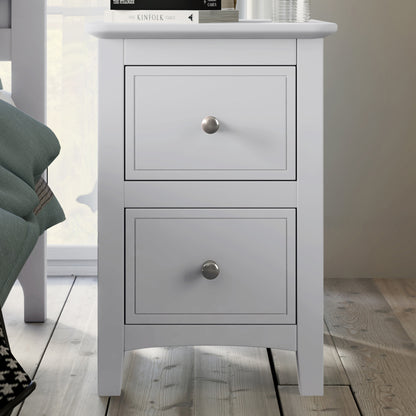 New Port 2 Drawers Solid Wood Nightstand End Table - White