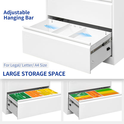 Steel 3 Drawer Lateral Filing Cabinet - White