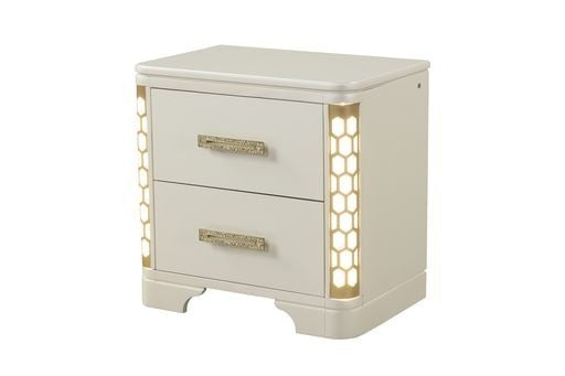 Jasmine Wood Nightstand with LED Lightning - Beige