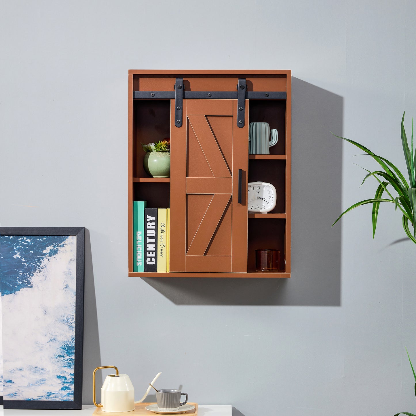 Lumber Wood  Storage Cabinet - Brown