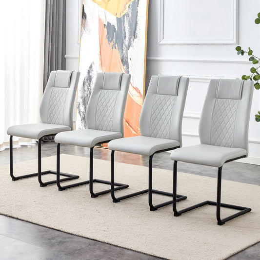 Skye Dining Chair Black Metal Leg (Set of 4) - Light Gray