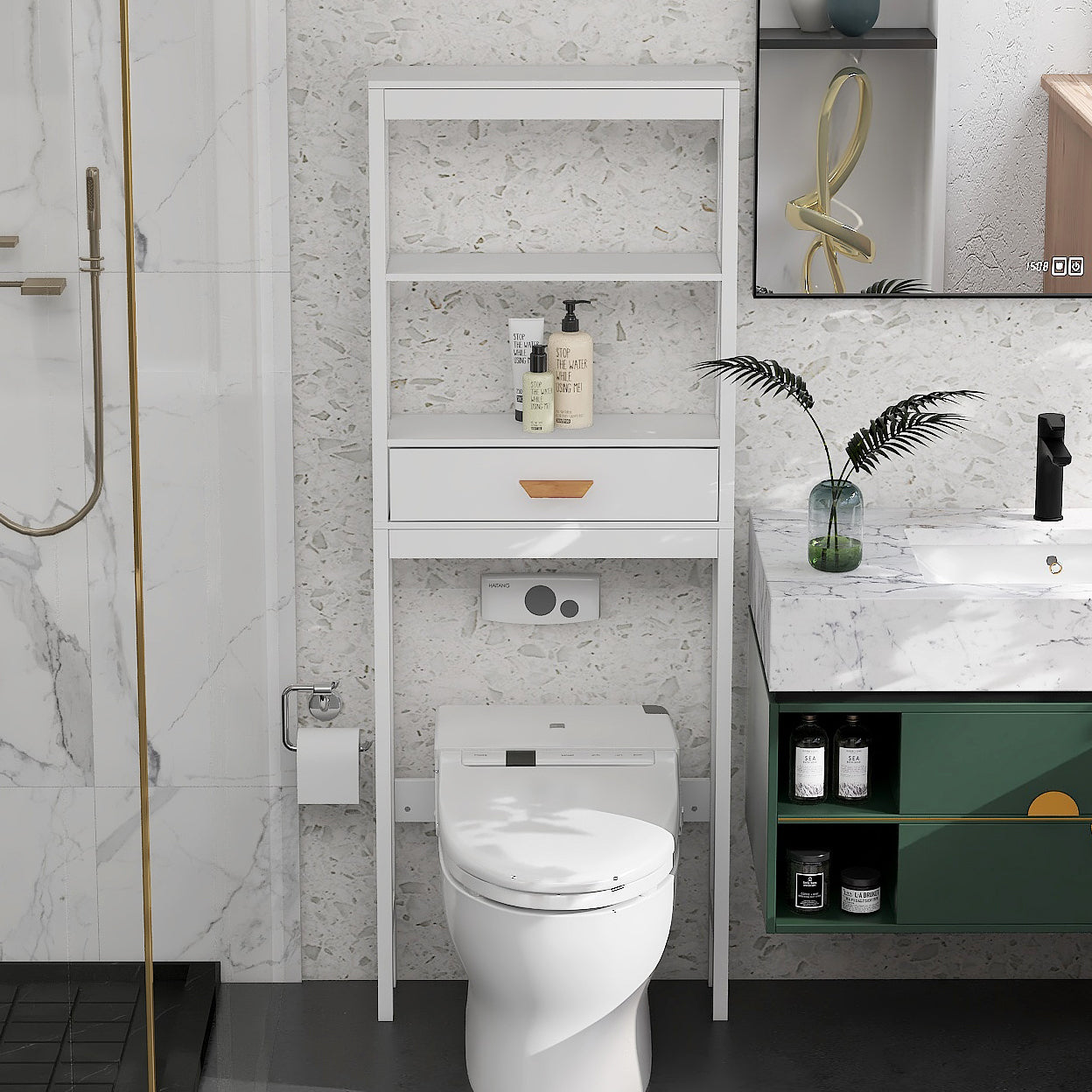 Aura Over-the-Toilet Storage Cabinet White