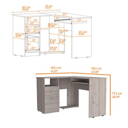 Glide Tech L-Shaped Computer Desk - Light Grey