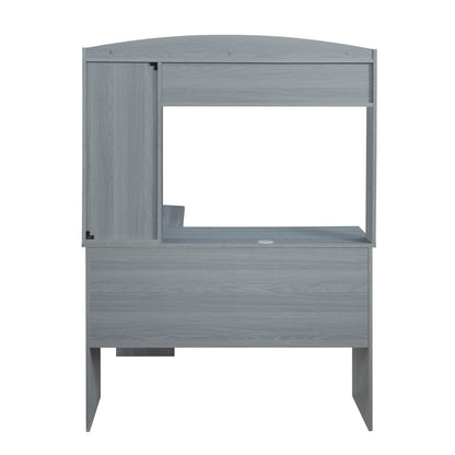 Tech Desk Pro L-Shaped Desk with Hutch - Grey