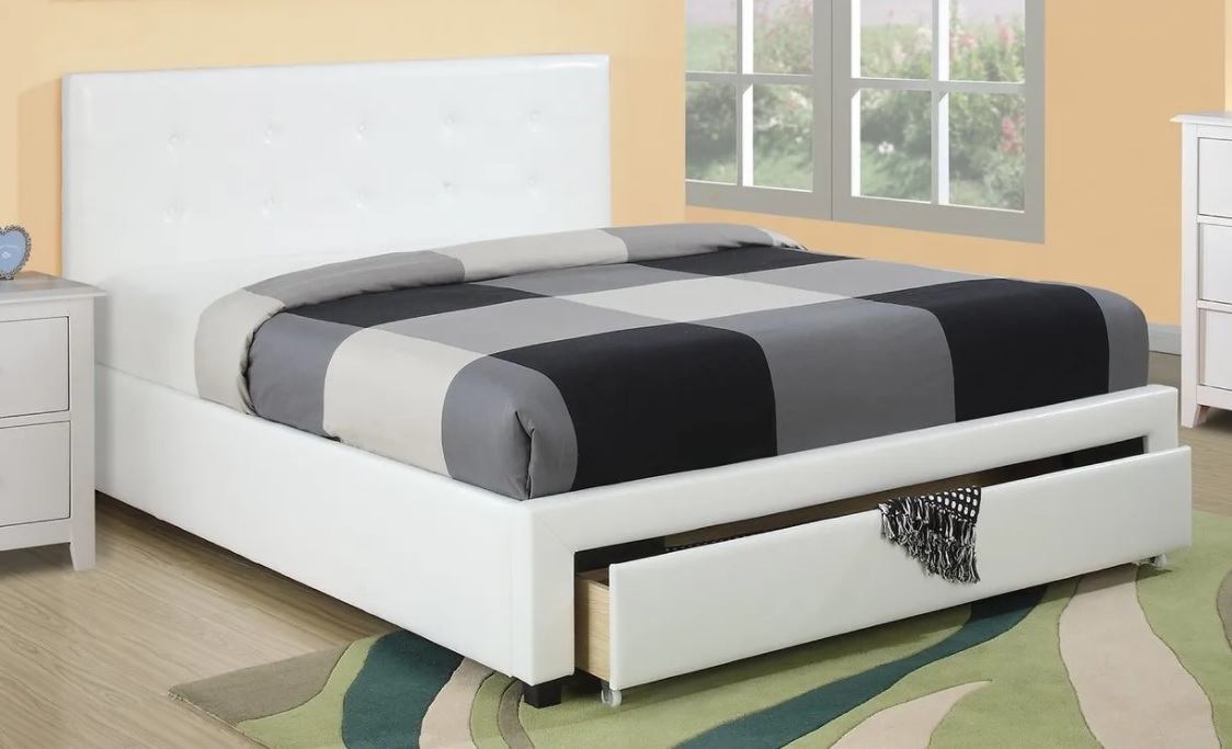 Elegant Dreams Full Size White Leather Storage Bed