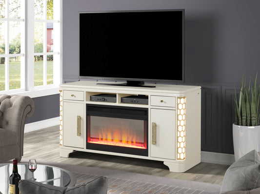 Jasmine TV Stand With Electric Fireplace - Beige