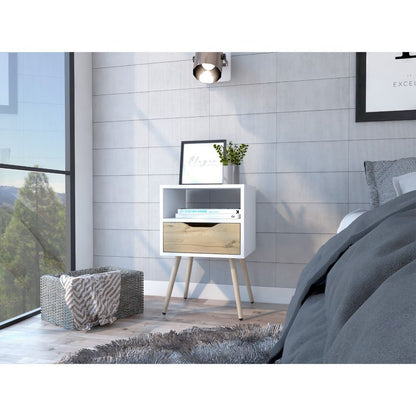 Otom Nightstand - White/Light Oak