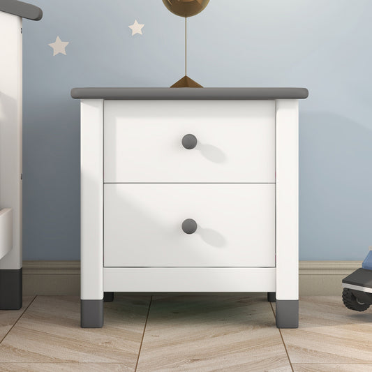 Hana Wooden Nightstand with Two Drawers - White