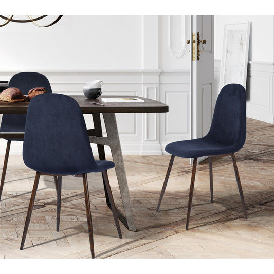 Scandinavian Velvet Chairs (Set of 4) - Dark Blue