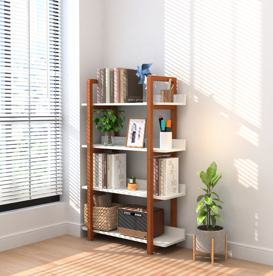 Multifuction Bookcase with Solid Wood Frame - Brown