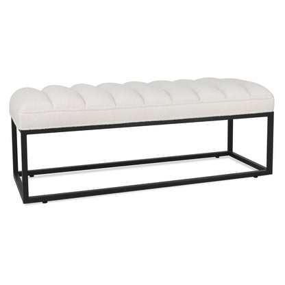 Metal Base Upholstered Bench - White