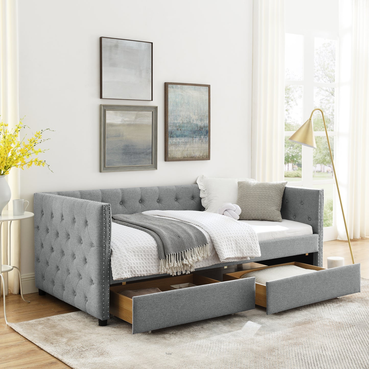 Teza Twin Size Daybed with Drawers - Gray