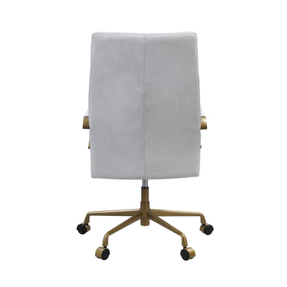 Vintage White Top Grain Leather Office Chair