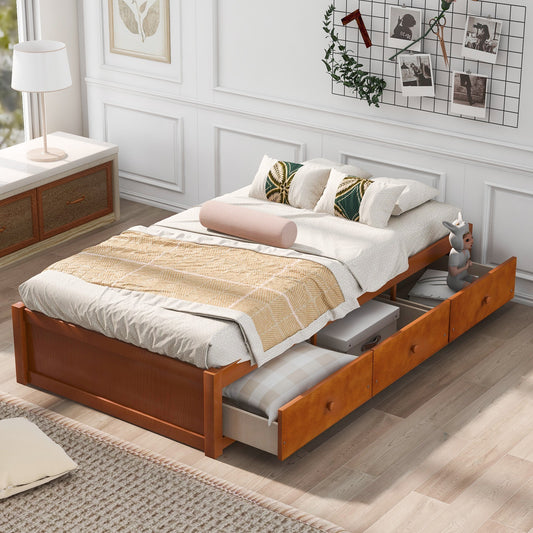 Oris Twin Size Wood Platform Bed - Oak