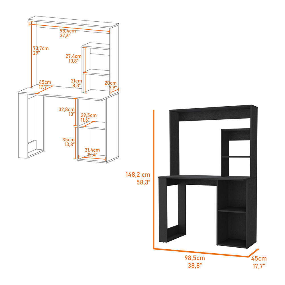 Verde Tech Computer Desk with Integrated Storage and Hutch