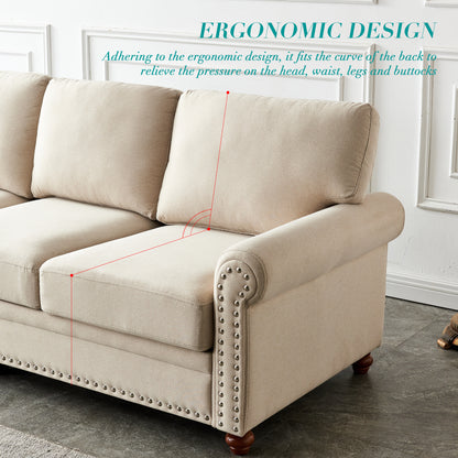 Elegant Comfort Linen Sofa with Storage - Beige