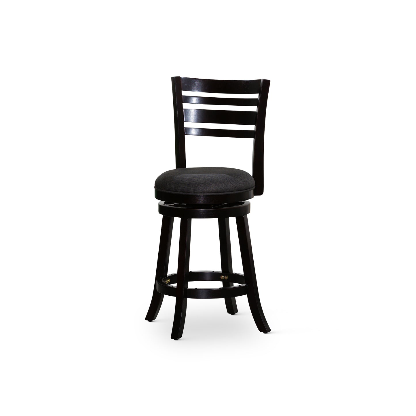 Counter Height Slat Back Swivel Stool, Espresso Finish, Charcoal Fabric Seat