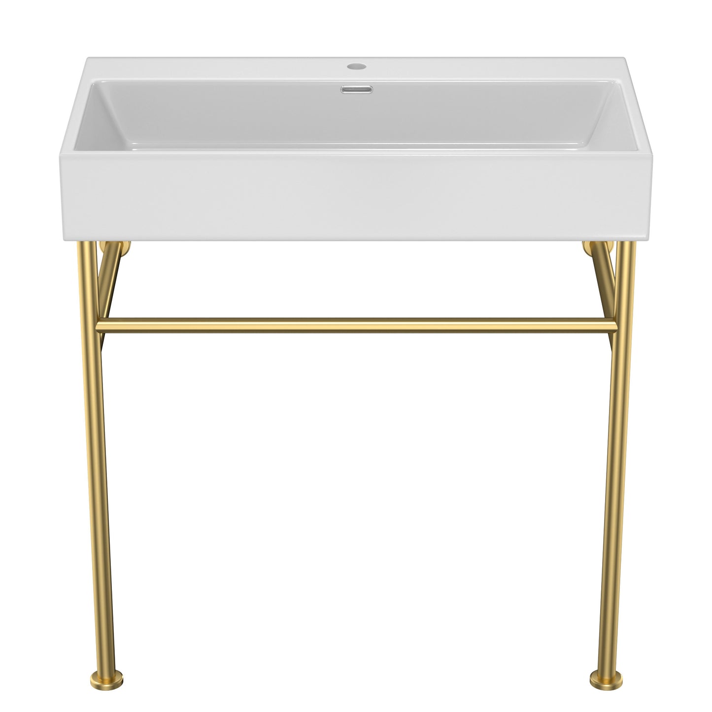 Bathroom Console Sink with White Basin Gold Legs