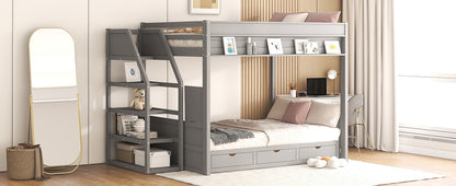 Graywood Convertible Bunk Bed with Storage Staircase and Bedside Table