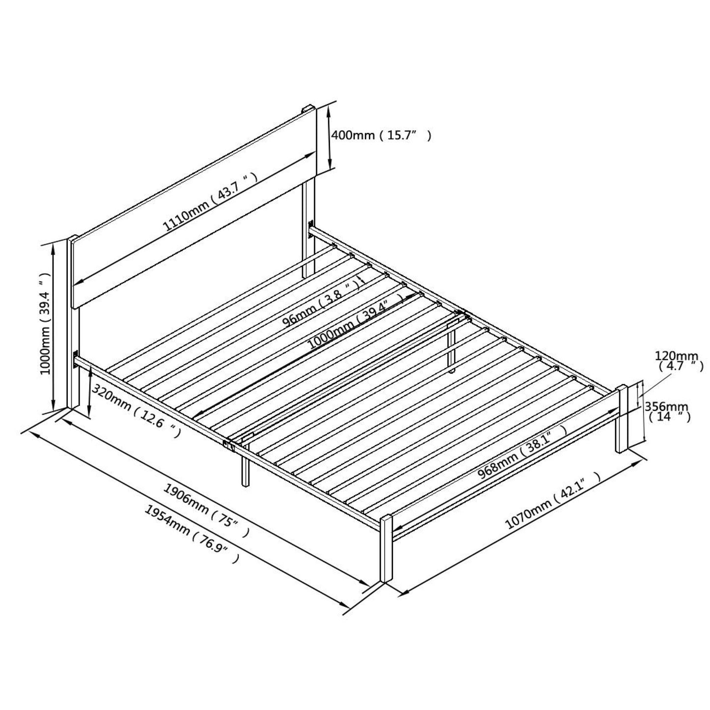 ElegantRest Twin Metal Bed Frame