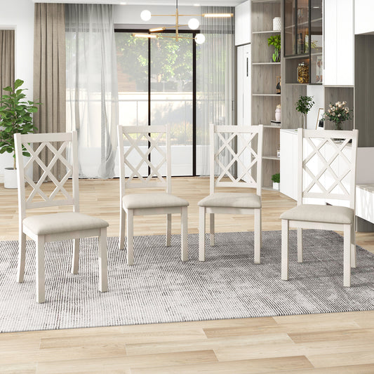 Janet Mid-Century Solid Wood Dining Chairs (Set of 4) - Beige