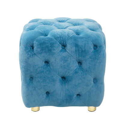 Velvet Upholstered Vanity Seat - Blue