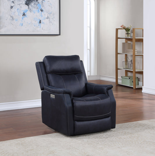 Clean Contemporary Dual-Power Recliner - Blue