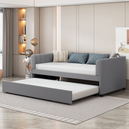 Tano Twin Size Upholstered Daybed with Trundle - Gray