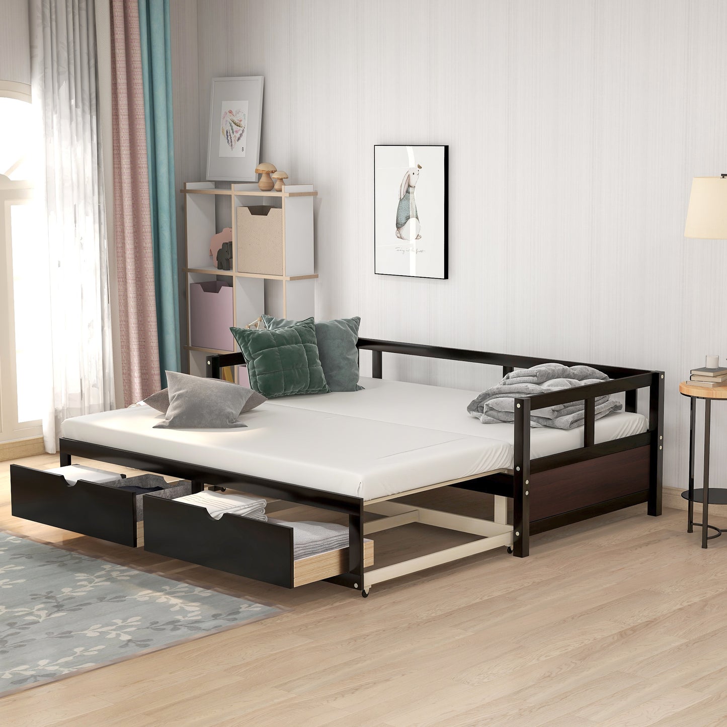 Urban Twin Size Wooden Daybed with 2 Drawers - Espresso