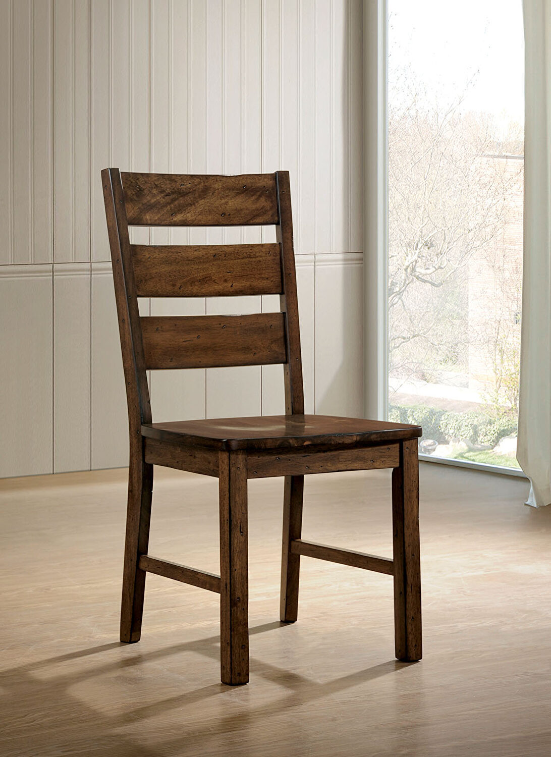 Norton Solid wood Industrial Style Dining Chair (Set of 2) - Walnut