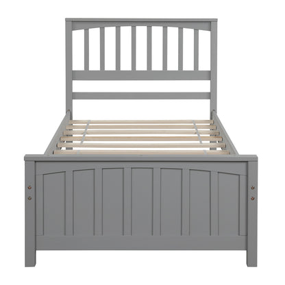 Gray Wood Twin Wood Platform Bed