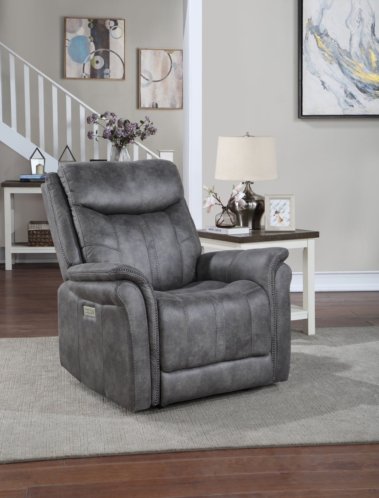 Omar Power Microsuede Reclining Chair - Gray